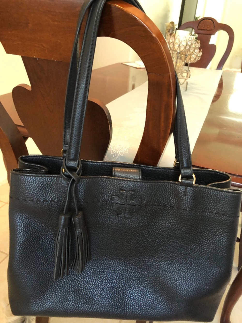 Beautiful Black Leather Tory Burch Tote